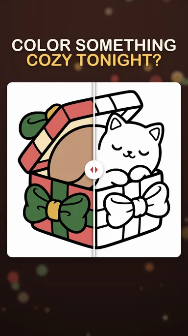 Play video (25 seconds): Coloring a sleepy cat in a Christmas gift box
