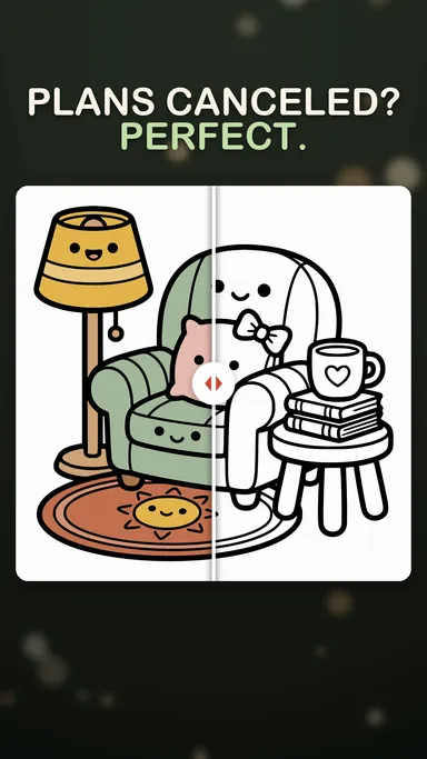 Play video (28 seconds): Coloring a smiling armchair reading corner